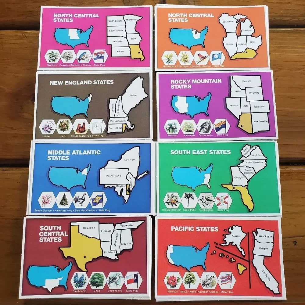 Flash Cards Of The United States With Quiz‎ Game Edu-cards Complete Vintage 1975